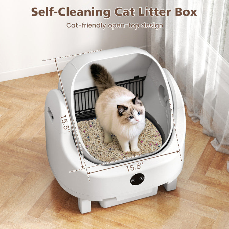 Self-Cleaning Open-Top Cat Litter Box with APP Control for Multi-Cat