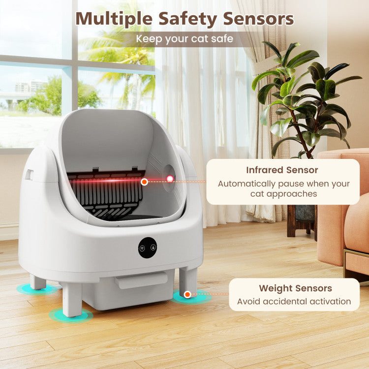 Self-Cleaning Open-Top Cat Litter Box with APP Control for Multi-Cat