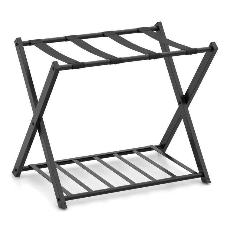 Set of 2 Folding Metal Luggage Rack Suitcase