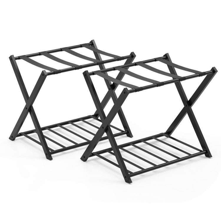 Set of 2 Folding Metal Luggage Rack Suitcase