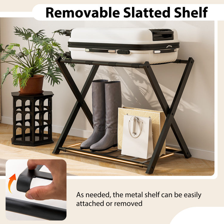 Set of 2 Folding Metal Luggage Rack Suitcase