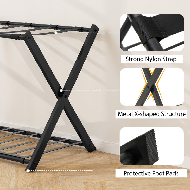 Set of 2 Folding Metal Luggage Rack Suitcase