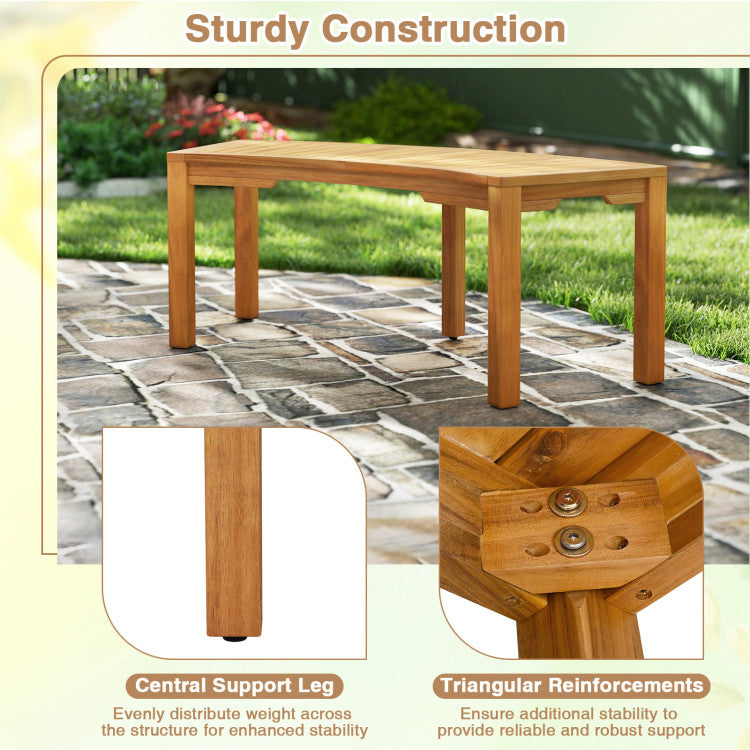 Outdoor Bench Acacia Wood Curved Garden Bench 2-Person