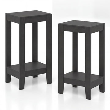 Set of 2 Versatile 2-Tier End Tables with Storage Shelf