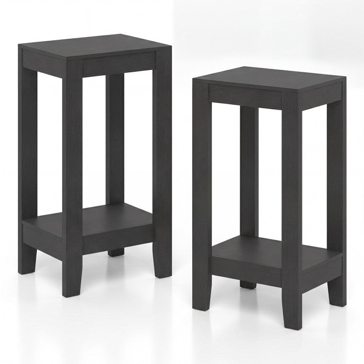 Set of 2 Versatile 2-Tier End Tables with Storage Shelf