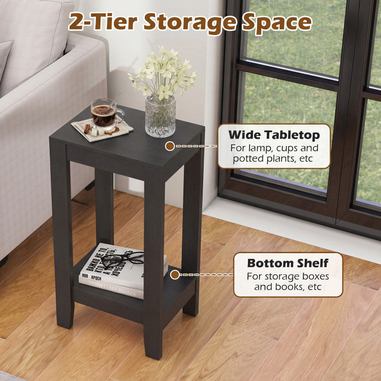 Set of 2 Versatile 2-Tier End Tables with Storage Shelf