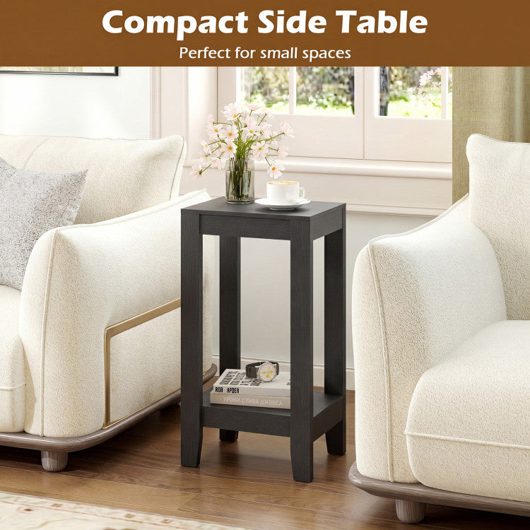 Set of 2 Versatile 2-Tier End Tables with Storage Shelf