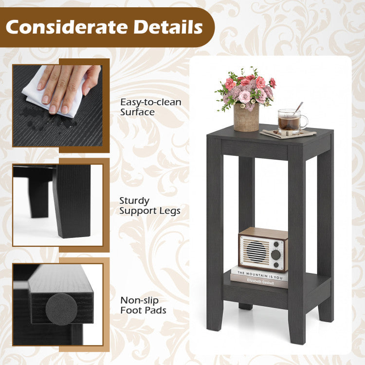 Set of 2 Versatile 2-Tier End Tables with Storage Shelf