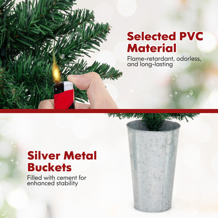 Set of 3 Pre-Lit Artificial Christmas Trees with 230 Warm White LED Lights