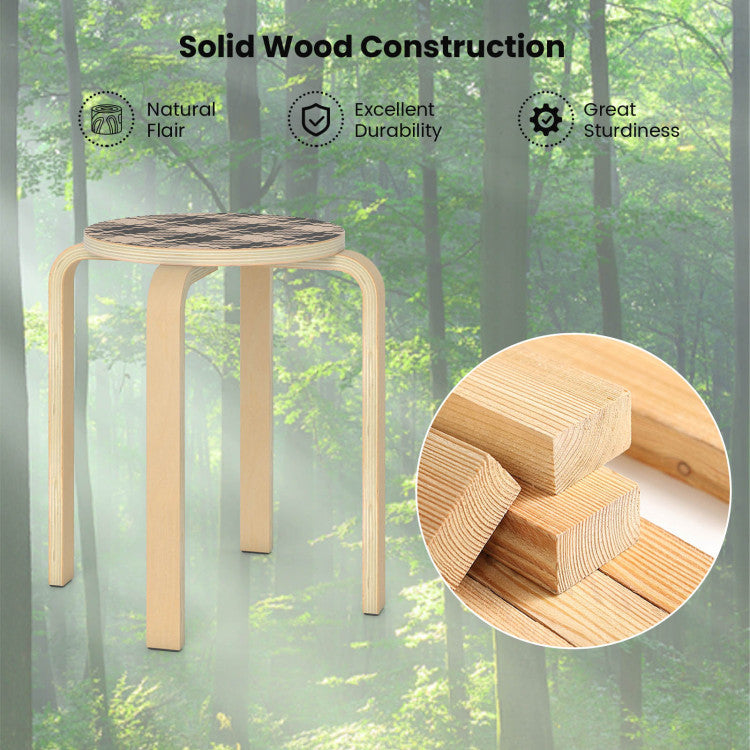 Set of 4 18 Inch Stackable Bentwood Dining Chairs with Round Top