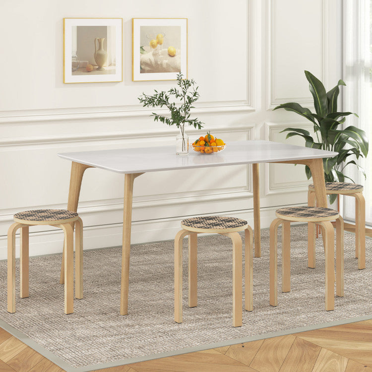 Set of 4 18 Inch Stackable Bentwood Dining Chairs with Round Top