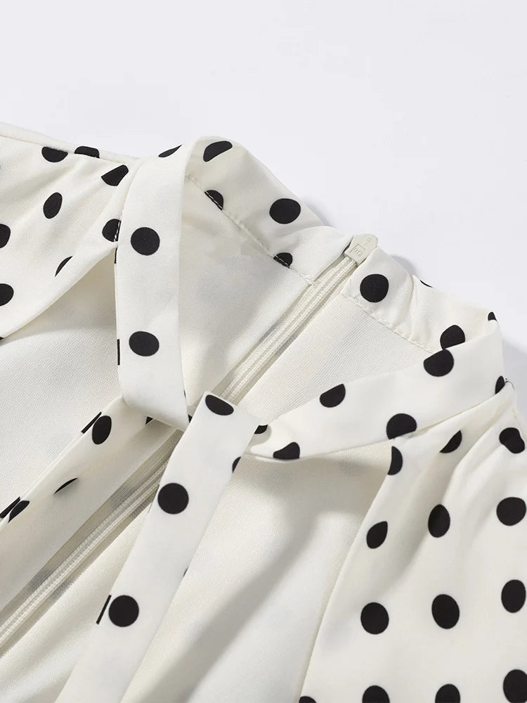Women's Summer Hollow-Out Polka Dot Mini Dress - Sexy Slimming Hip-Package Party Dress with Belt & Zipper