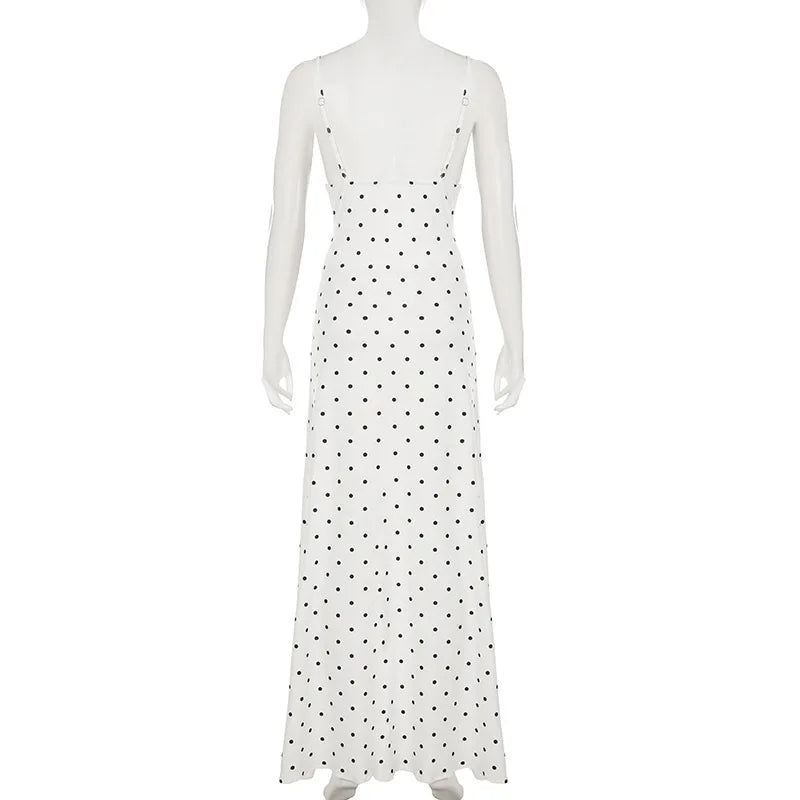 Tossy Contrast Lace V-Neck Patchwork Maxi Dress - Sexy Backless High Waist Slim Spaghetti Strap Party Long Dress