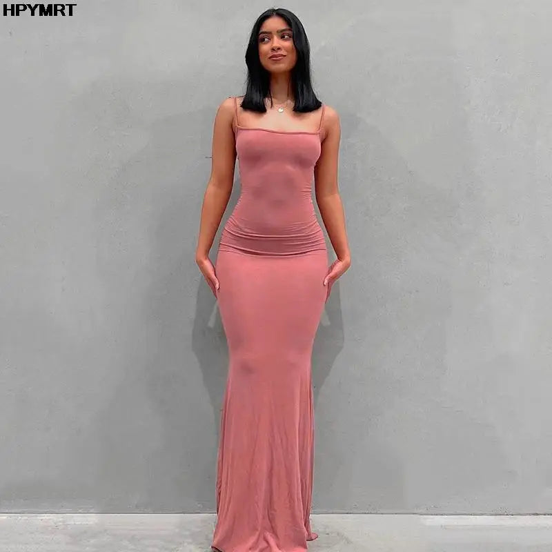 Serena Backless Satin Maxi Dress – Elegant Floor-Length Bodycon Slip