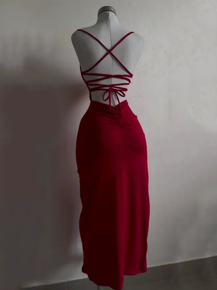 Women's Summer Halter Strap Bodycon Dress - Sexy Spice Girl Style Slim Fit Bag Hip Club Mini Dress