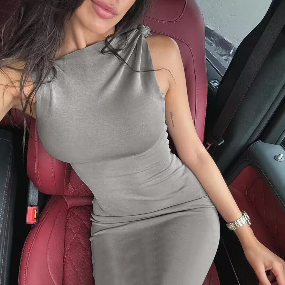 Product Title Hugcitar Solid O-Neck Sleeveless Patchwork Bodycon Maxi Dress - Sexy Summer Prom, Party & Y2K Festival Clubwear