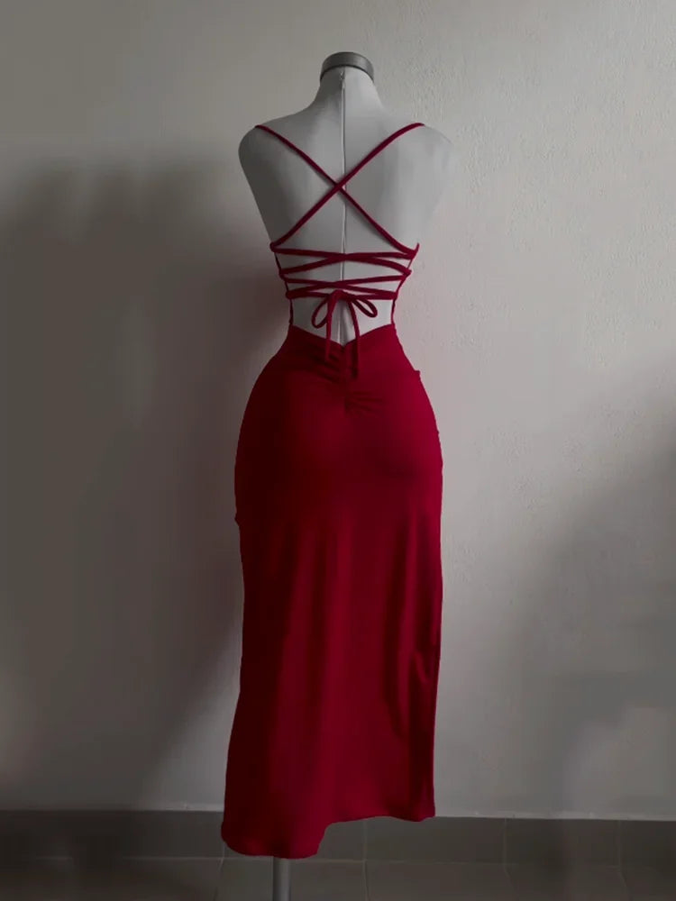Women's Summer Halter Strap Bodycon Dress - Sexy Spice Girl Style Slim Fit Bag Hip Club Mini Dress
