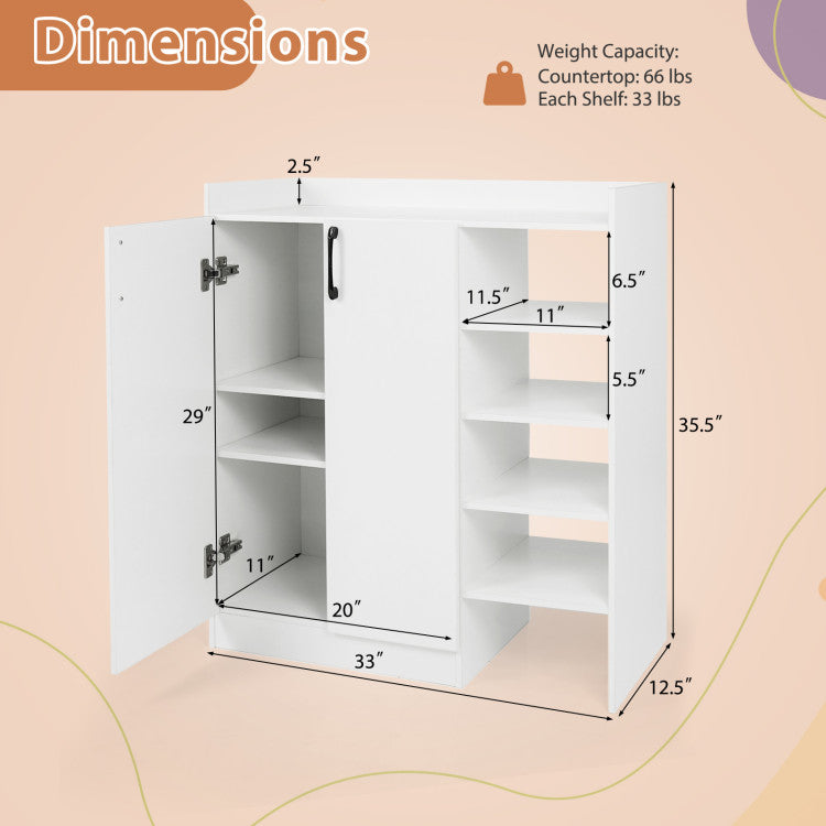 Shoe Cabinet with 2 Doors Shoe Storage Organizer with 2 Adjustable Inner Shelves