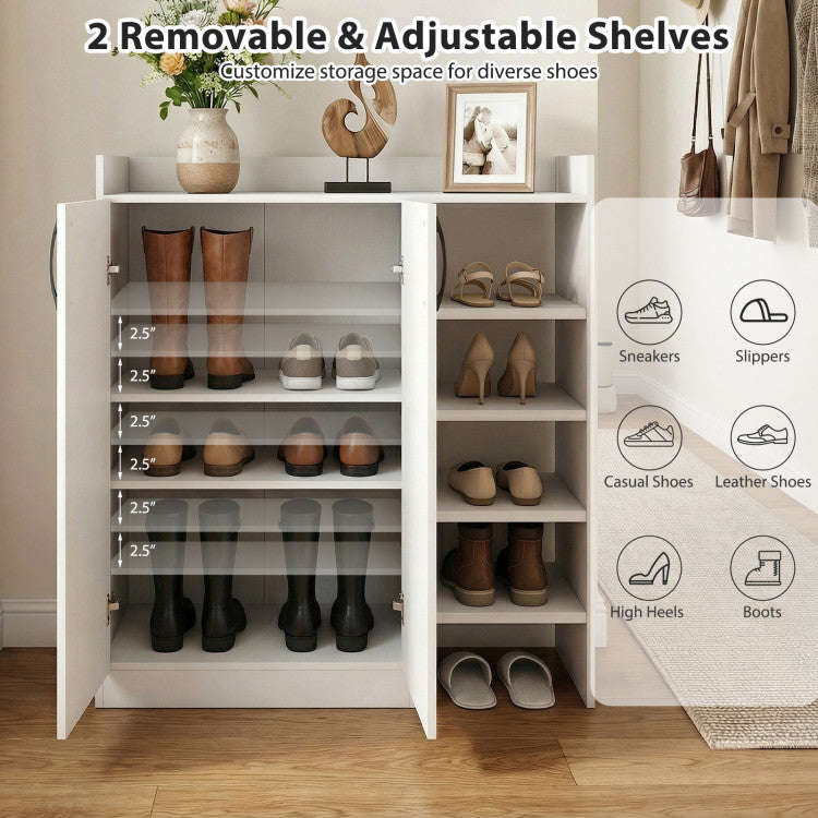 Shoe Cabinet with 2 Doors Shoe Storage Organizer with 2 Adjustable Inner Shelves
