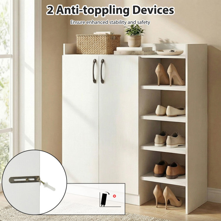 Shoe Cabinet with 2 Doors Shoe Storage Organizer with 2 Adjustable Inner Shelves