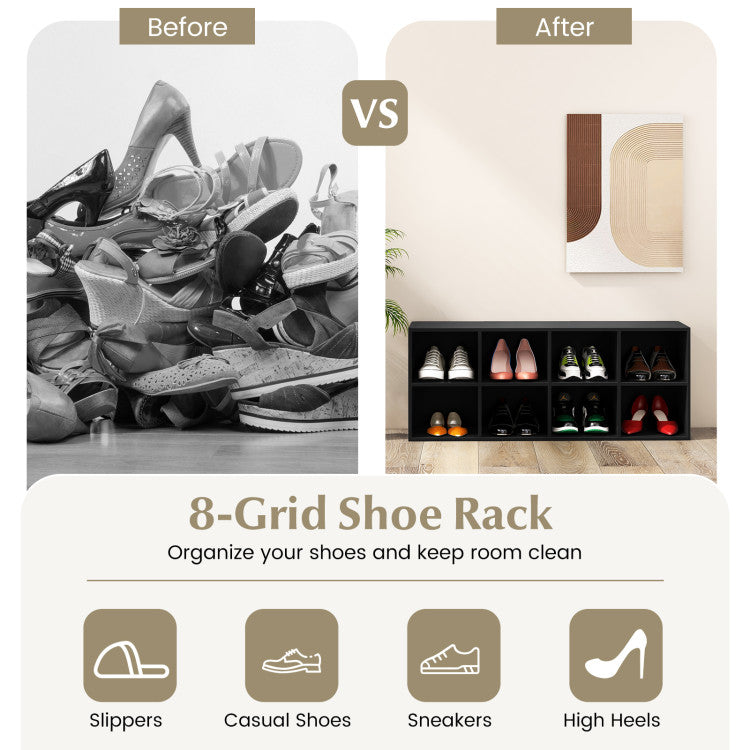 8 Cubbies Shoe Organizer with 500 LBS Weight Capacity