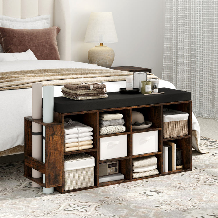 Shoe Storage Bench with Umbrella Stand 10-Cubby Entryway Shoe Rack Organizer
