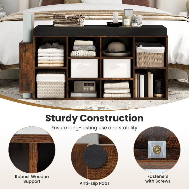 Shoe Storage Bench with Umbrella Stand 10-Cubby Entryway Shoe Rack Organizer