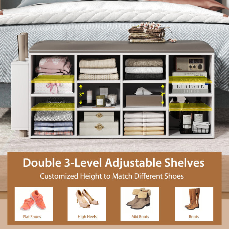Shoe Storage Bench with Umbrella Stand and Adjustable Shelf