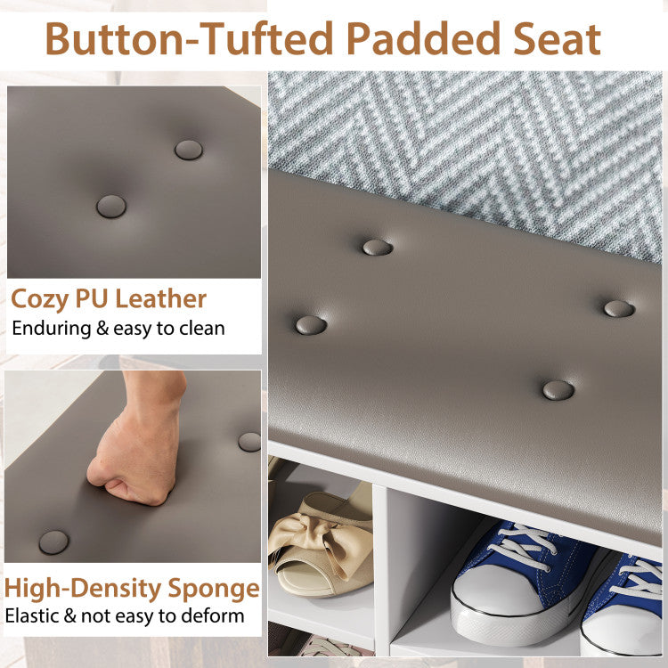Shoe Storage Bench with Umbrella Stand and Adjustable Shelf