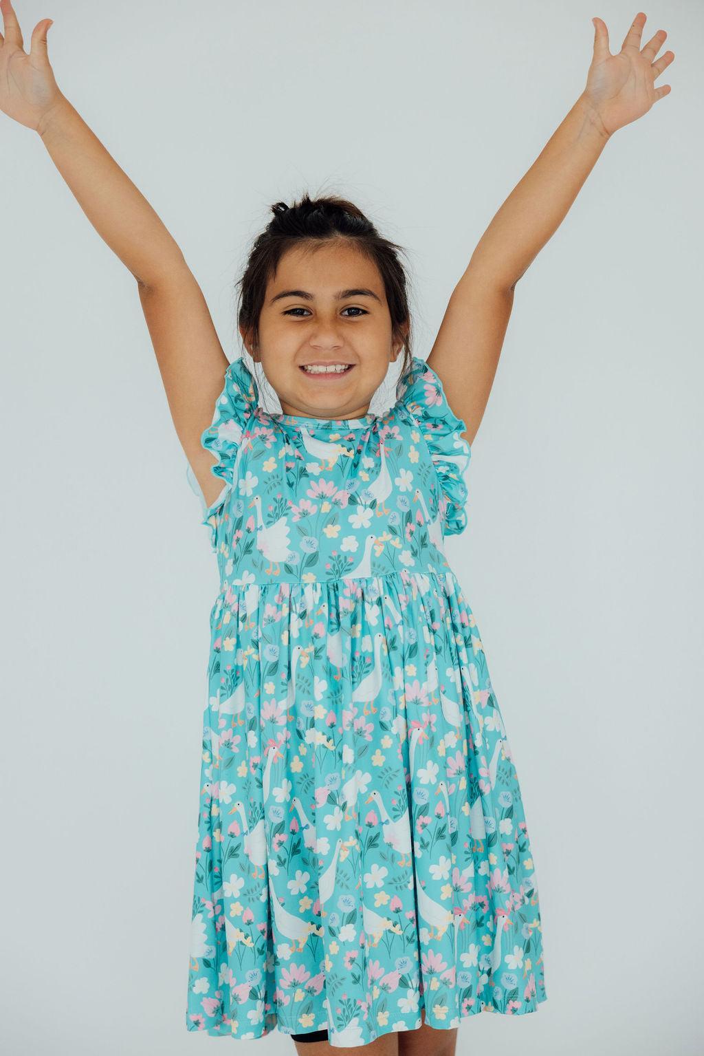 Silly Goose Flutter Sleeve Twirl Dress