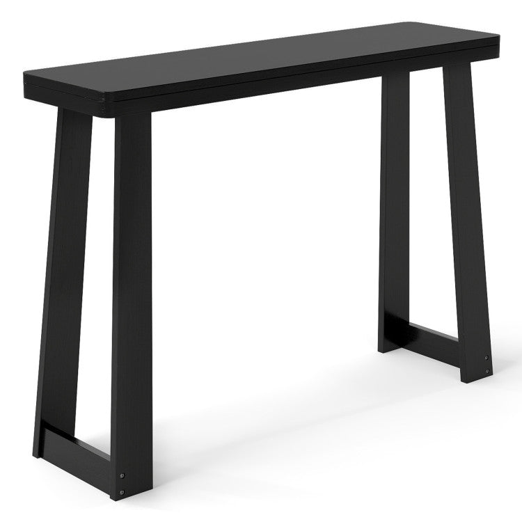 Solid Rubber Wood Console Table 43inch Narrow Entryway Table with Thick Tabletop and Stable Base