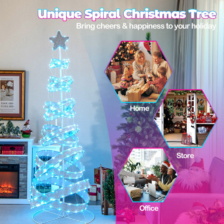 7 Feet Outdoor Spiral Christmas Tree for Party, Xmas New Year Decoration