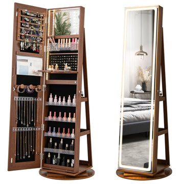 Standing Jewelry Cabinet with Adjustable LED Lights