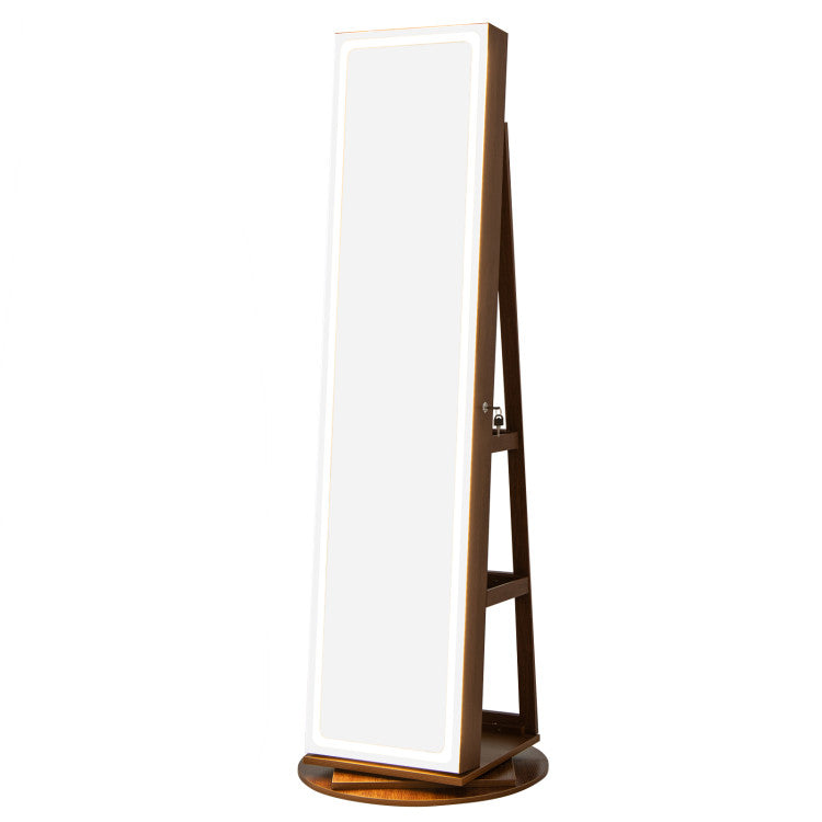 Standing Jewelry Cabinet with Adjustable LED Lights