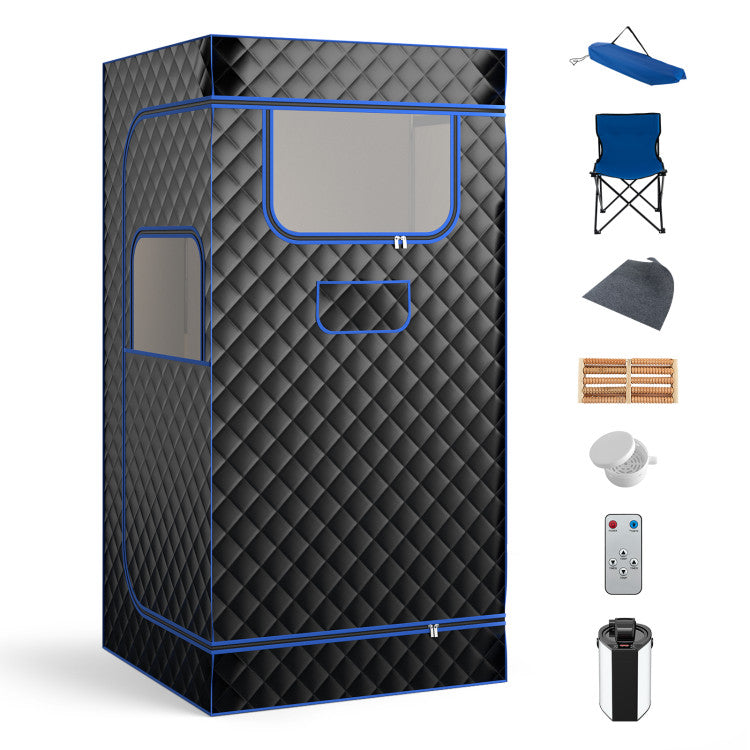 Portable Steam Sauna with 3L Steam Generator Remote Control and Foldable Chair for Home