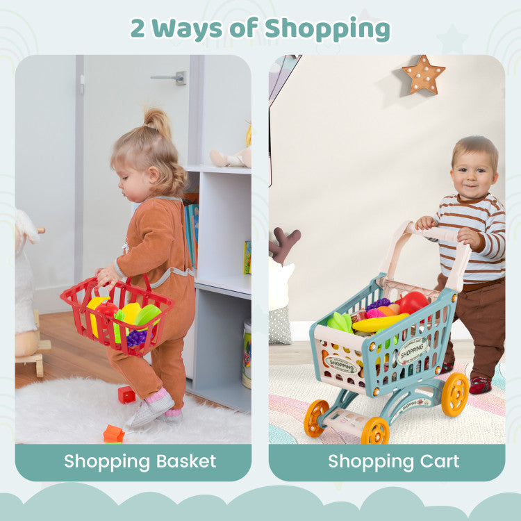 Supermarket Playset for Kids 76 PCS Pretend Play Grocery Store Set with Shopping Cart