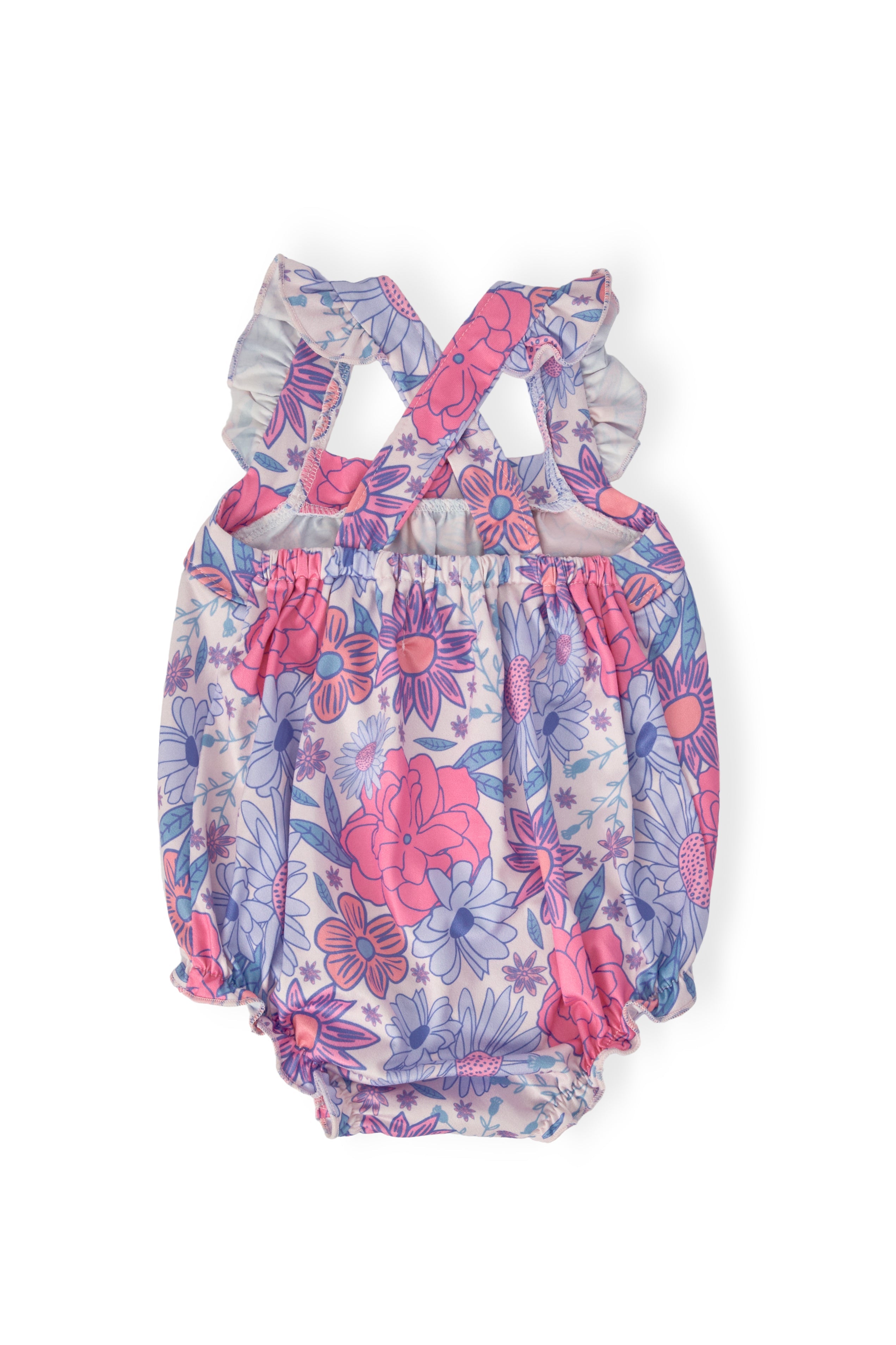 Sweet Springtime Ruffle Cross Back Romper