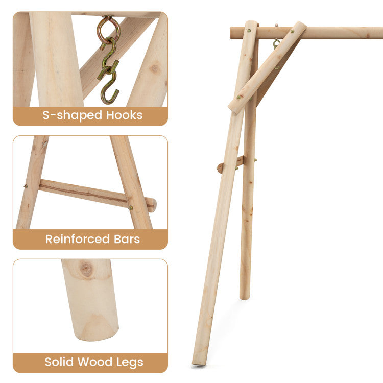 Heavy Duty Wooden Swing Frame with Reinforced Bars