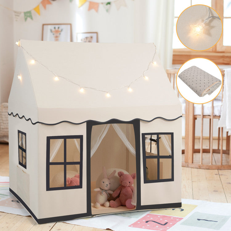 Toddler Large Playhouse with Star String Lights