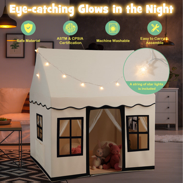 Toddler Large Playhouse with Star String Lights