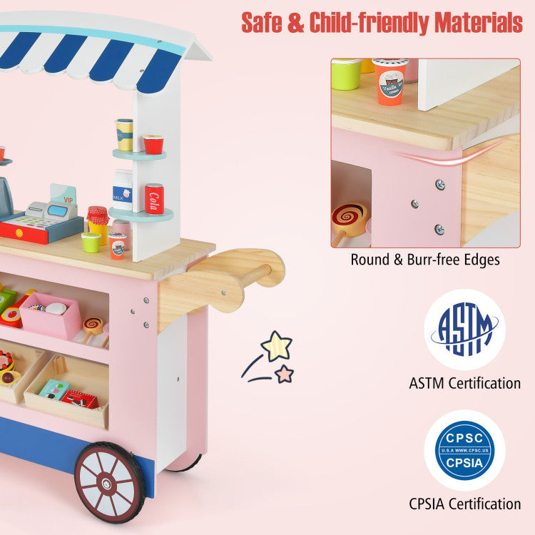 Toy Cart Play Set with POS Machine and Lovely Scale