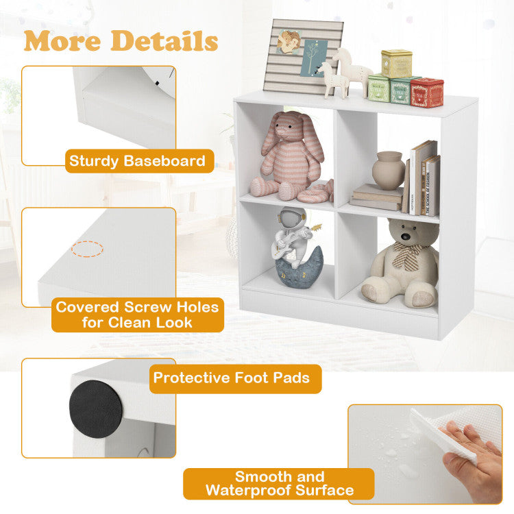 4-Cube Kids Bookcase Freestanding with Open Shelves