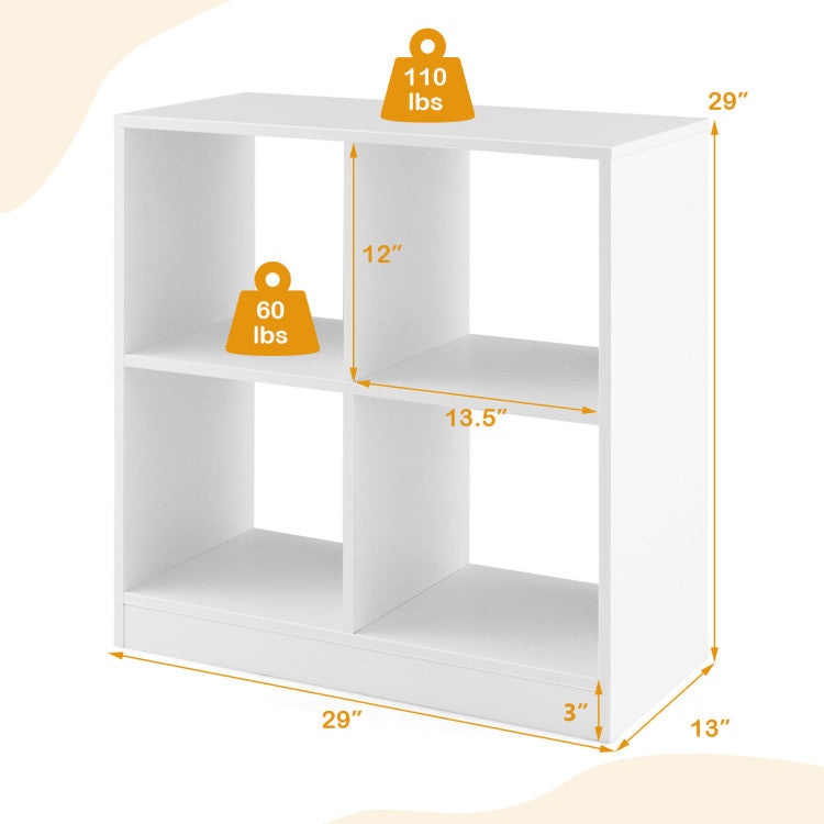 4-Cube Kids Bookcase Freestanding with Open Shelves