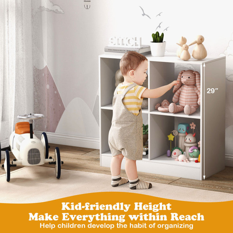 4-Cube Kids Bookcase Freestanding with Open Shelves