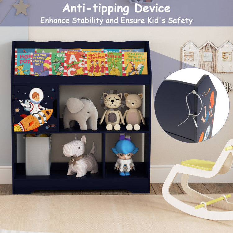 Kids Toy Storage Organizer with Book Shelf and Storage Cabinet