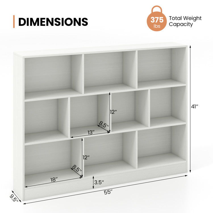 41 inches Wooden Toy Storage Organizer with 10 Cubes for Classroom Daycare Nursery Kindergarten