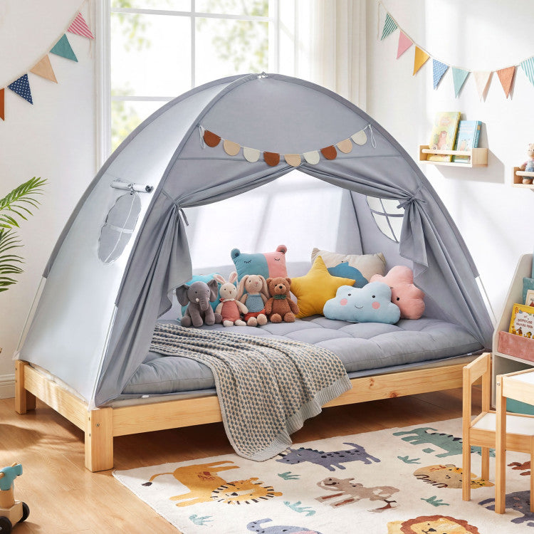 Twin Size Indoor Canopy Tent for Kids with 2 Window and Suits 3+