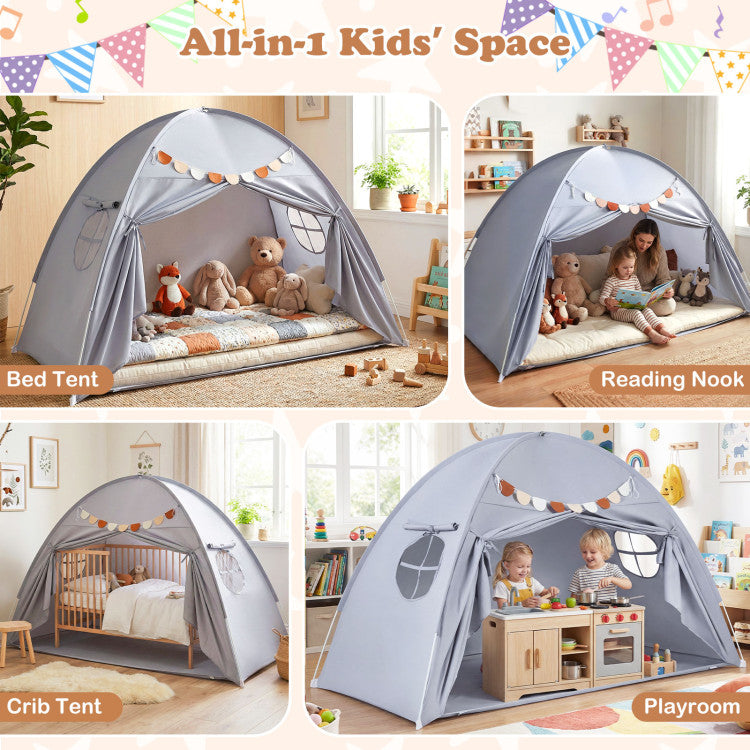 Twin Size Indoor Canopy Tent for Kids with 2 Window and Suits 3+