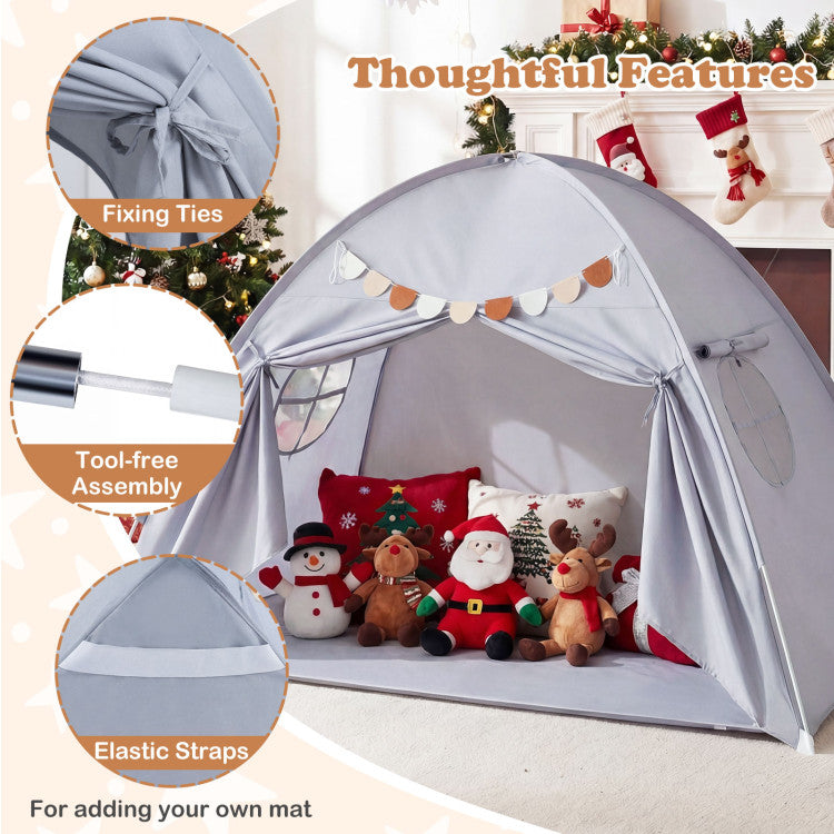 Twin Size Indoor Canopy Tent for Kids with 2 Window and Suits 3+