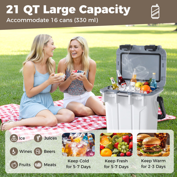 Ultra-Light Injection Molded Cooler 21 QT Hard Ice Chest